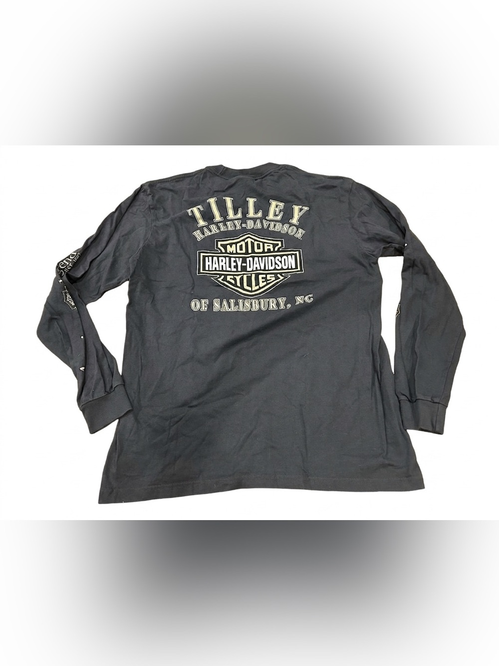Vintage Harley Davidson Shirt L Tilley Salisbury NC Long Sleeve Pocket Tee Gray
